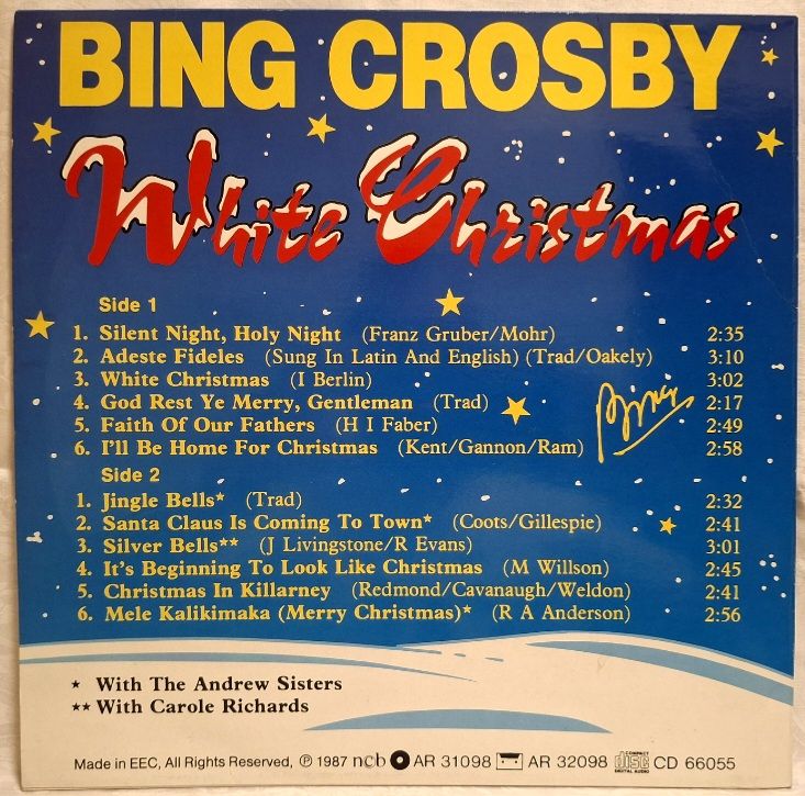 Bing Crosby - White Christmas - 1942.  (LP). 12. Vinyl. Пластинка. EEC. - фото фото фото 1