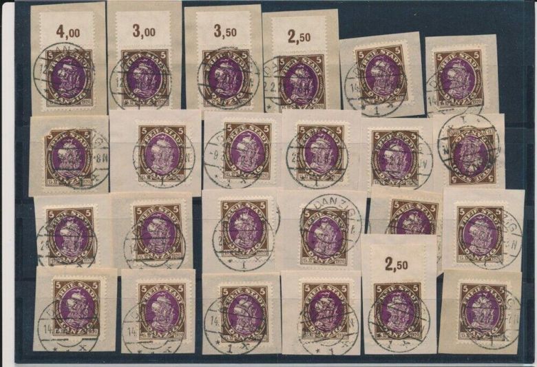Германия Данциг Парусник 1921 10 грн/вырезка - фото фото фото 0