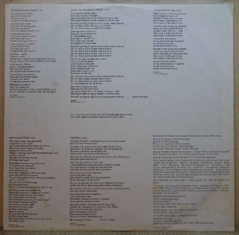 Nazareth - The Fool Circle - 1981.   (LP). 12. Vinyl. Пластинка. Germany - фото фото фото 3