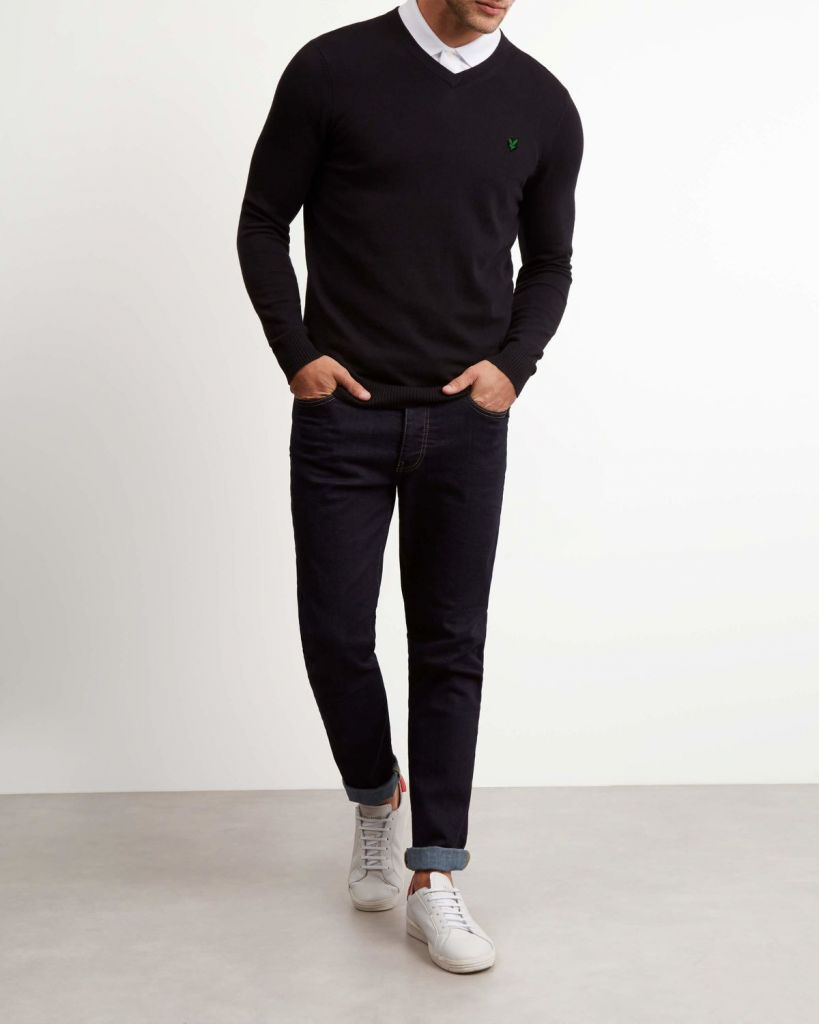 Пуловер свитер черный шерсть *Lyle &amp; Scott* 54-56р - фото фото фото 1