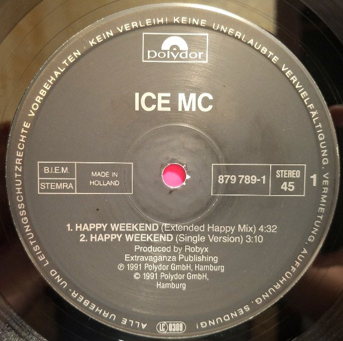 Ice MC - Happy Weekend - 1991.  (EP) 12. Vinyl. Пластинка. Germany. - фото фото фото 2