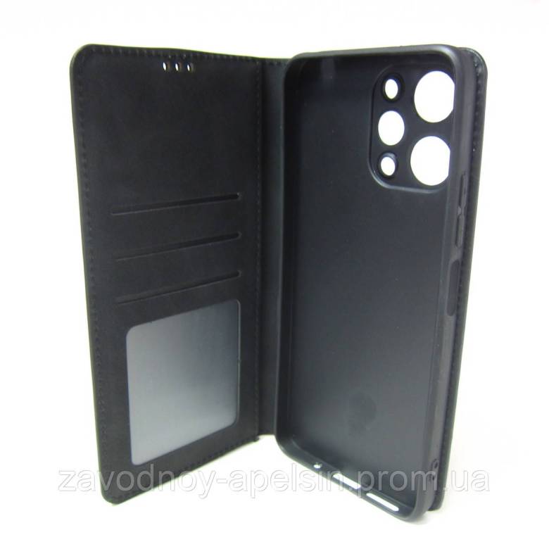 Чехол книжка Xiaomi Redmi 12 Кожаный (черный) - фото фото фото 2