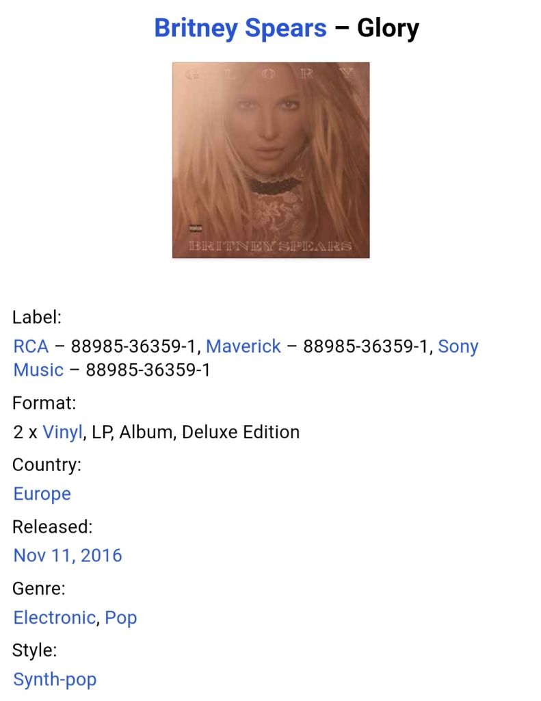 Britney Spears - Glory - 2016.  (2LP). 12. Vinyl. Пластинки. Europe. S/S. - фото фото фото 9