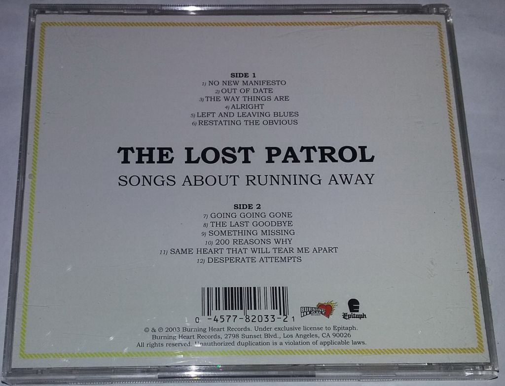 THE LOST PATROL Songs About Running Away CD US - фото фото фото 2