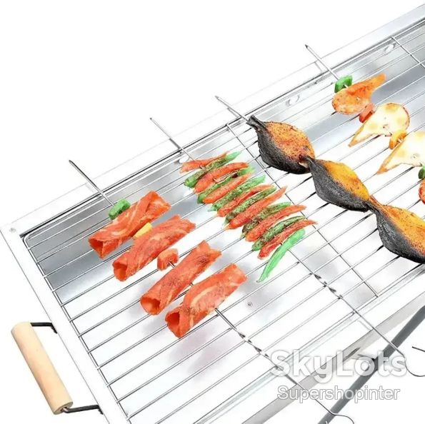 Переносной мангал с решеткой 80х78х30см, BARBECUE TRAY 770SS, Серебристый / Барбекюшница / Раскладной мангал барбекю - фото фото фото 5