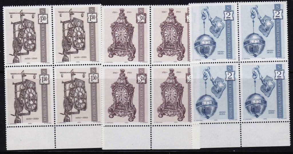 Австрия 1970   г MNH - квартблоки - часы - фото фото фото 0