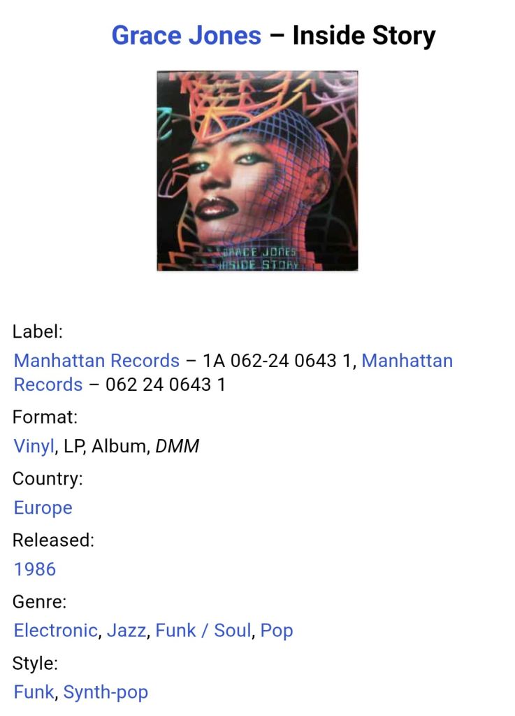 Grace Jones - Inside Story - 1986.  (LP). 12. Vinyl. Пластинка. EEC. - фото фото фото 6