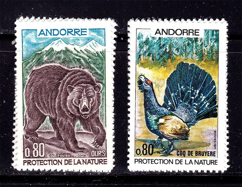 NM Фауна  Андорра 1971 г MNH - медведь - глухарь - фото фото фото 0
