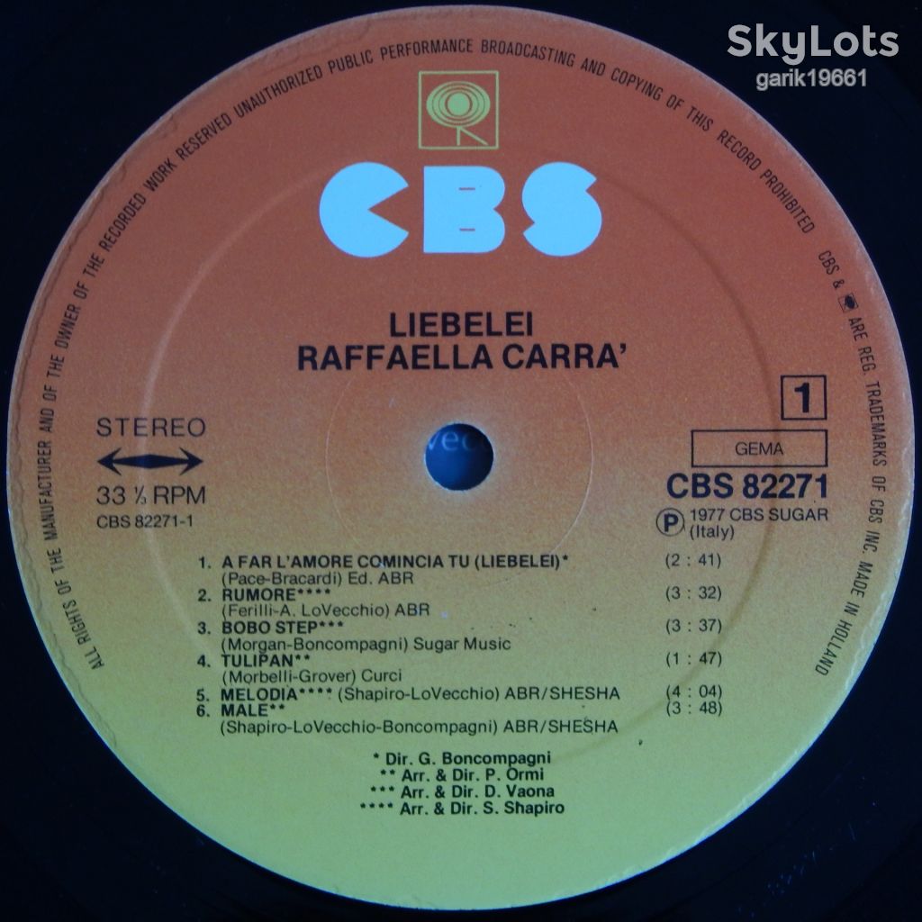 Raffaella Carra – Liebelei  (CBS – CBS 82271, Germany) EX+/EX+ - фото фото фото 2