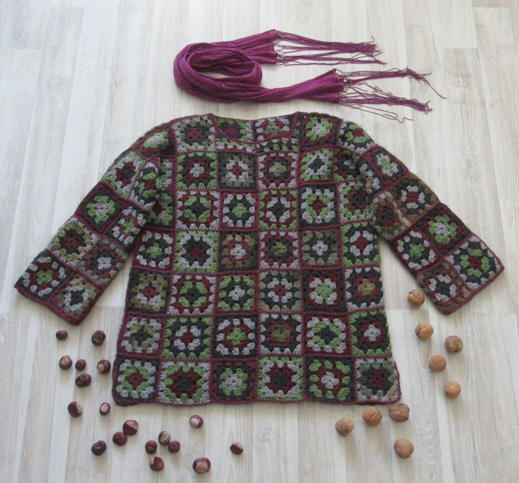 Handmade в'язаний джемпер бабусин квадрат ручна робота бохо - фото фото фото 6
