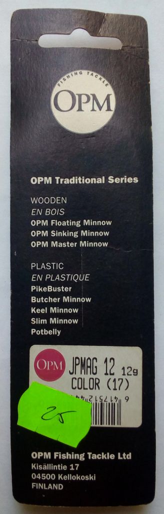 Воблер OPM Lures Fishing Tackle JPMAG 12  (17)  (Finland)  (новый) - фото фото фото 1