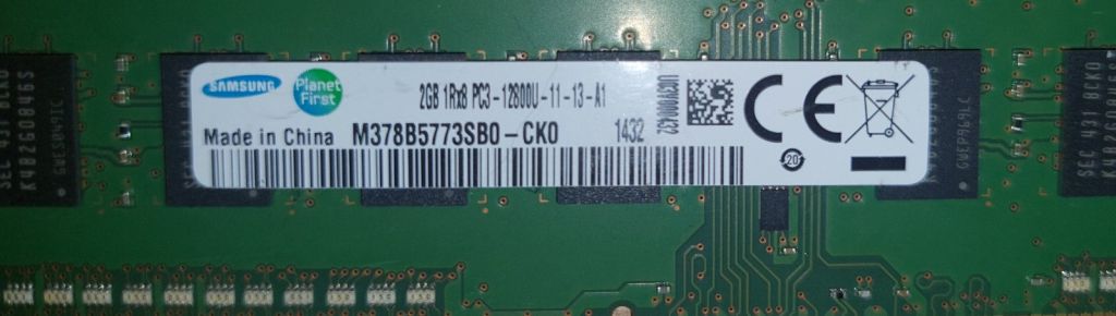 Оперативна пам'ять Samsung DDR3 2GB 1600MHz     (M378B5773SB0-CK0) PC3-12800U-11-13-A1 Б/В код.6540 - фото фото фото 1
