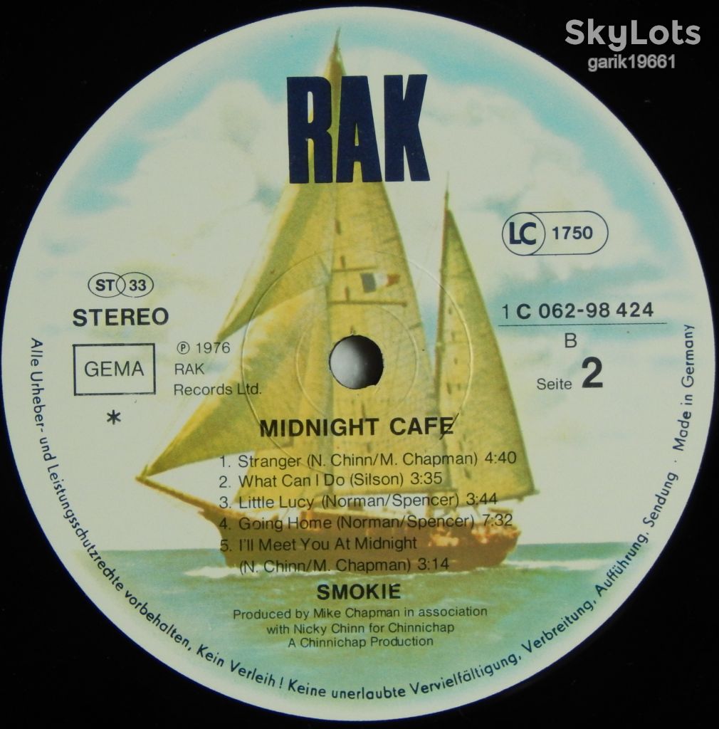 Smokie – Midnight Cafe  (RAK – 1C 062-98 424, Germany) EX+/NM- - фото фото фото 3