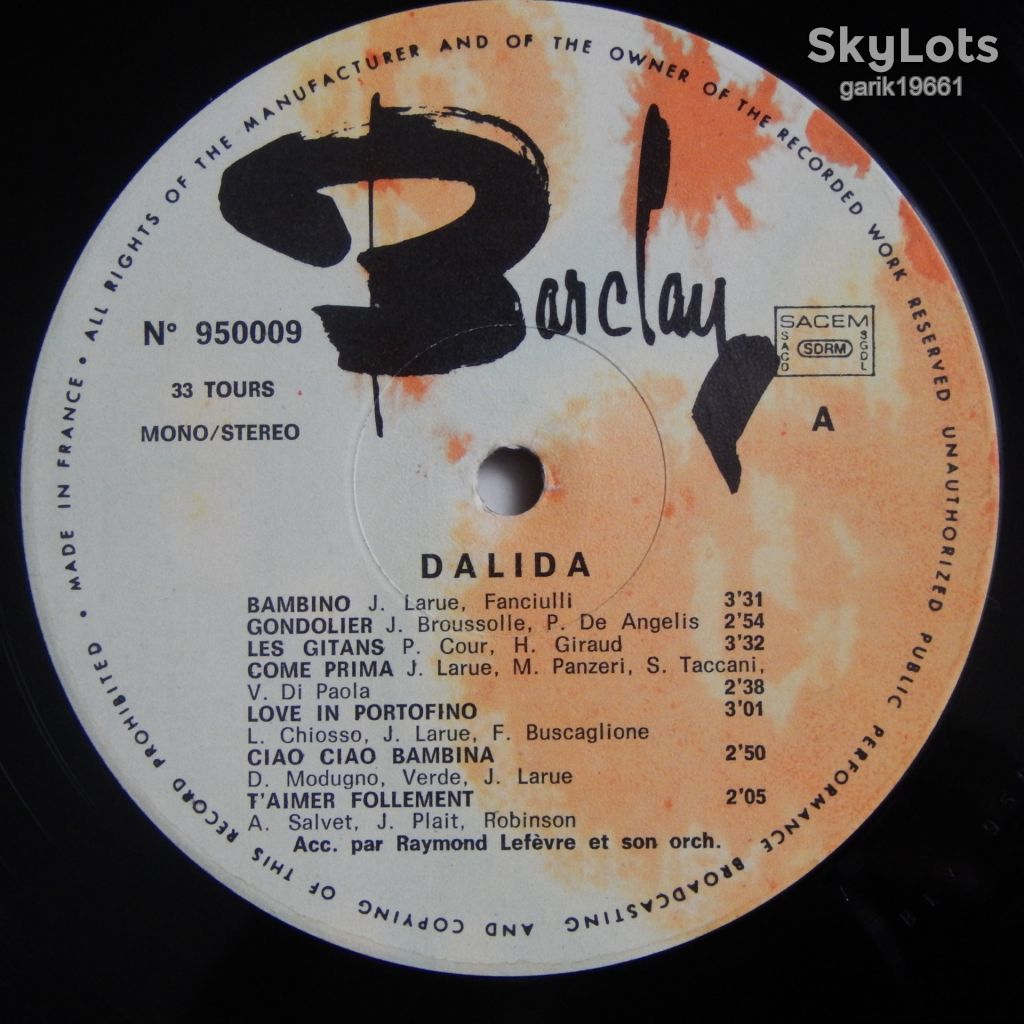 Dalida - Dalida  (Barclay – 950.009, France) EX+/NM- - фото фото фото 2