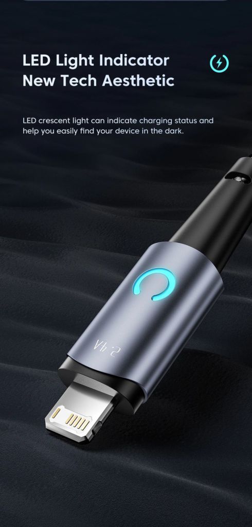 Кабель toocki USB-Lightning 0,25M для iPhone, 2.4А с led-индикатором - фото фото фото 2