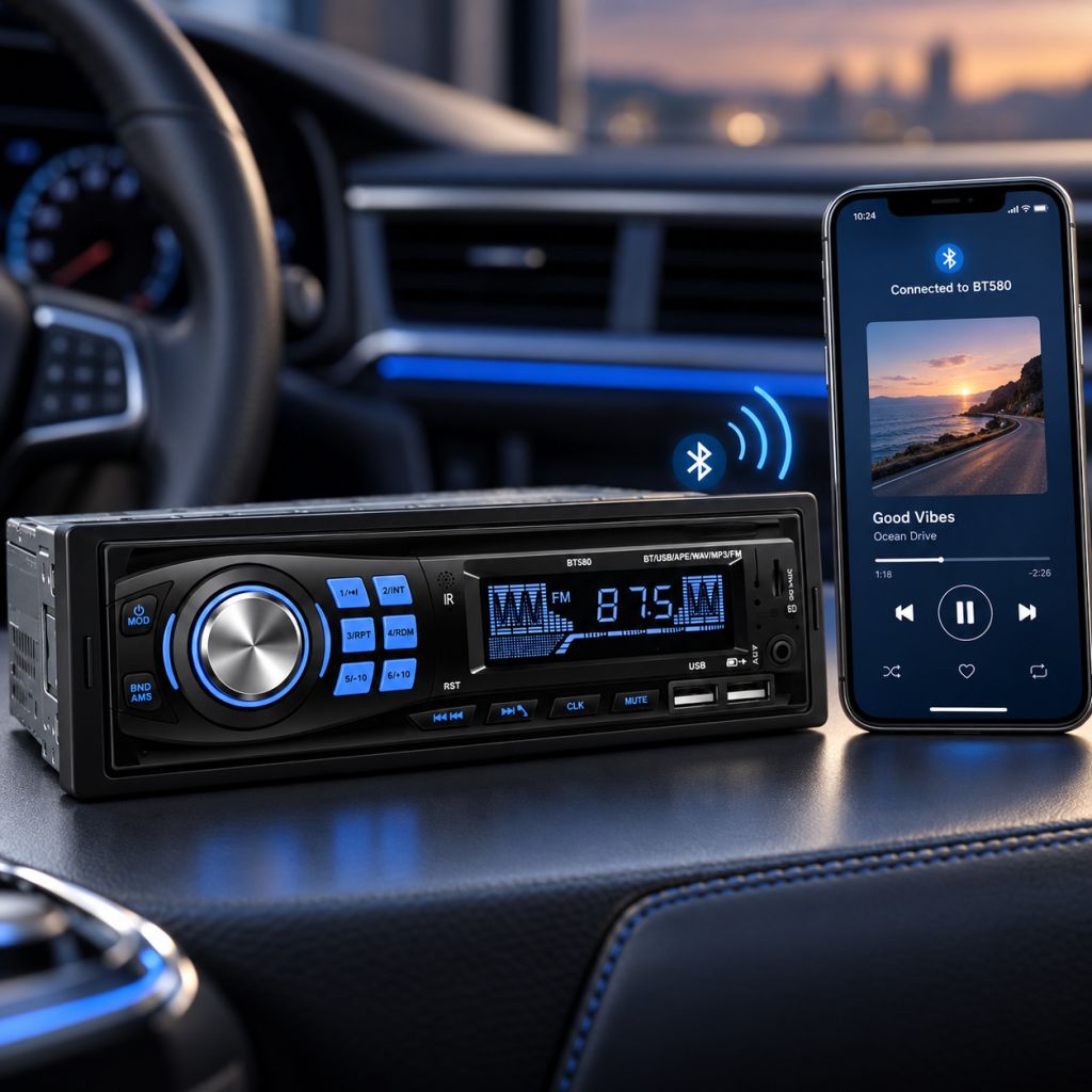 Автомагнітола MP3 580BT / Автомагнітола 1 DIN / Магнітола в авто з Bluetooth - фото фото фото 1