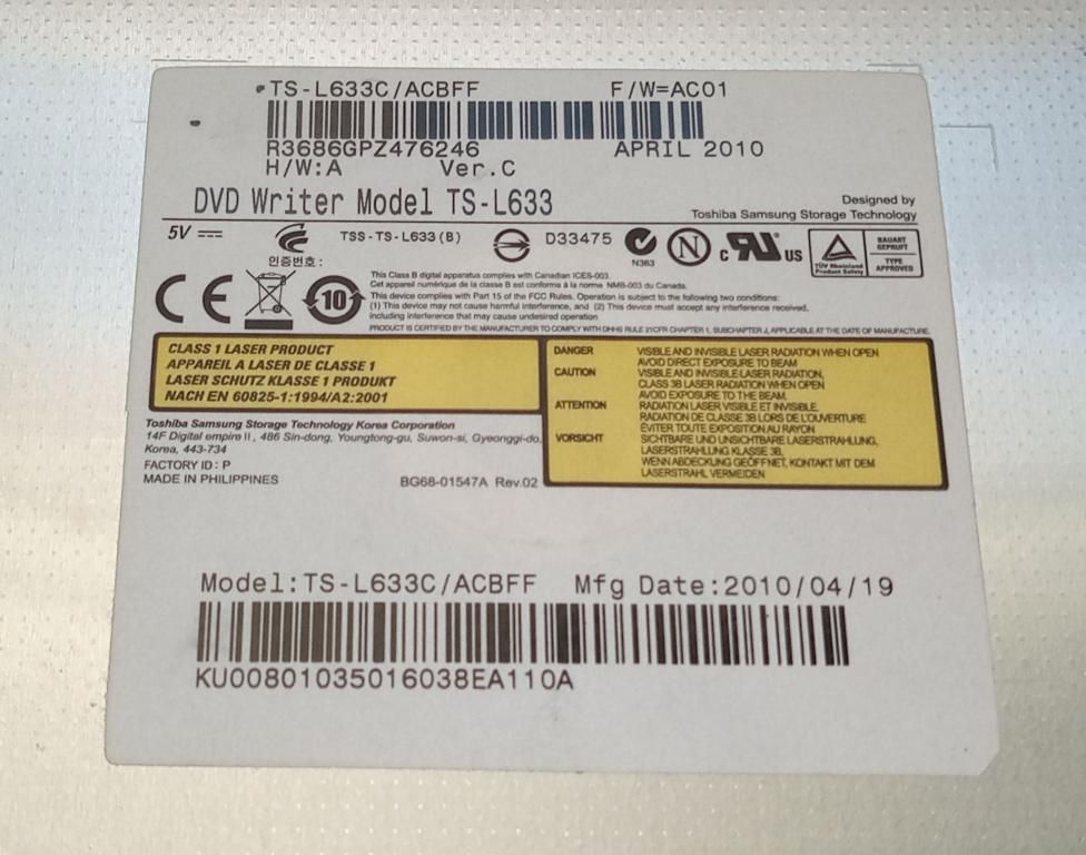 DVD-RW привод з ноутбука ACER ASPIRE 7551G TS-L633 - фото фото фото 2