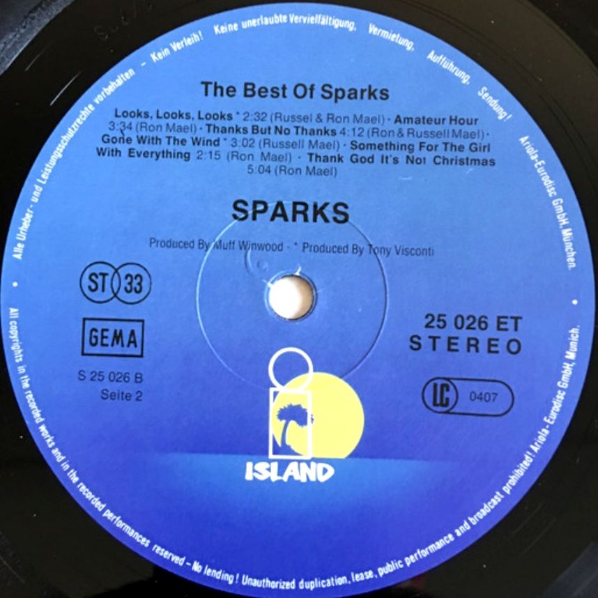 Sparks - The Best Of Sparks - 1971-77.   (LP). 12. Vinyl. Пластинка. Germany - фото фото фото 2