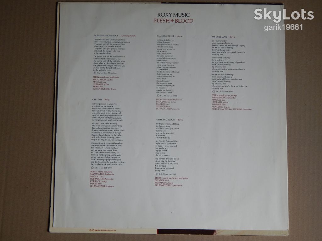 Roxy Music ‎– Flesh + Blood  (Polydor ‎– POLH 002, UK) insert EX+/NM- - фото фото фото 2