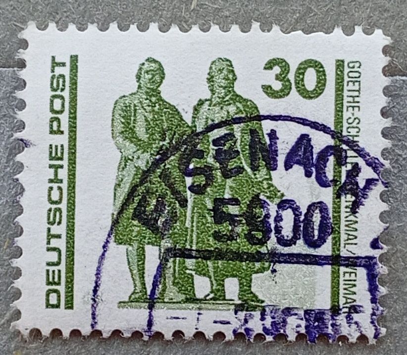 ГДР 1990 г - Памятник Гете и Шиллеру, Веймар, гаш - фото фото фото 0