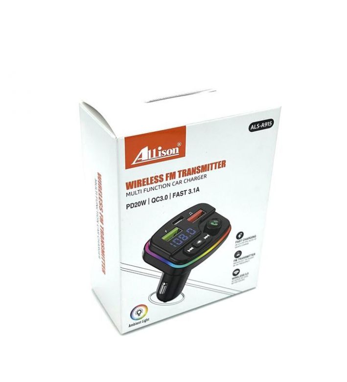 FM модулятор ALS-A915 Bluetooth  зарядка  (2USB/PD/20W/3.1A) Чорний - фото фото фото 0