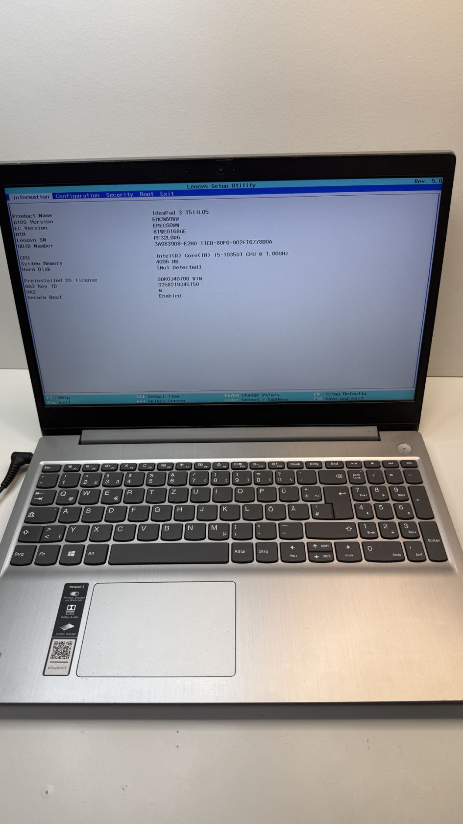 Ноутбук Lenovo 81WE Intel Core i5-1035G DDR4-4GB ID 00395 - фото фото фото 5