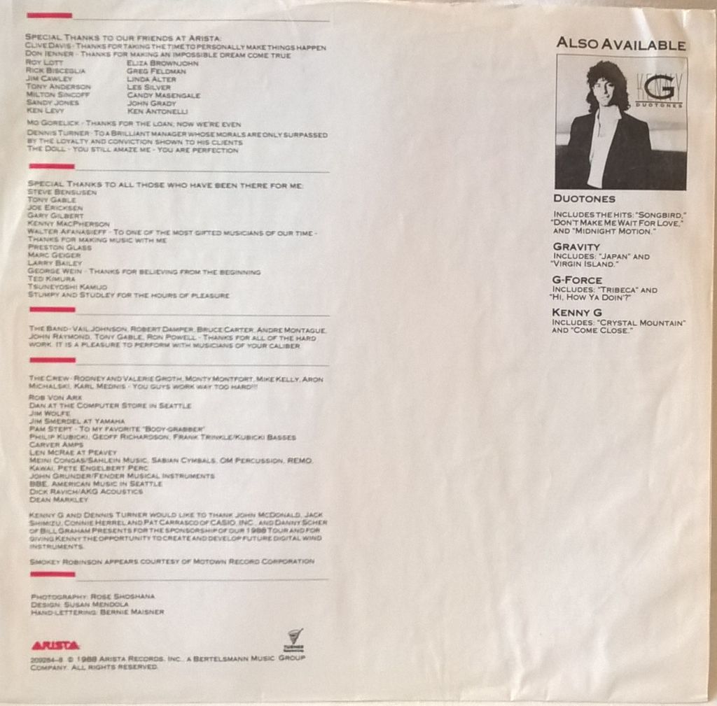 Kenny G - Silhouette - 1988.  (LP). 12. Vinyl. Пластинка. Germany. - фото фото фото 3