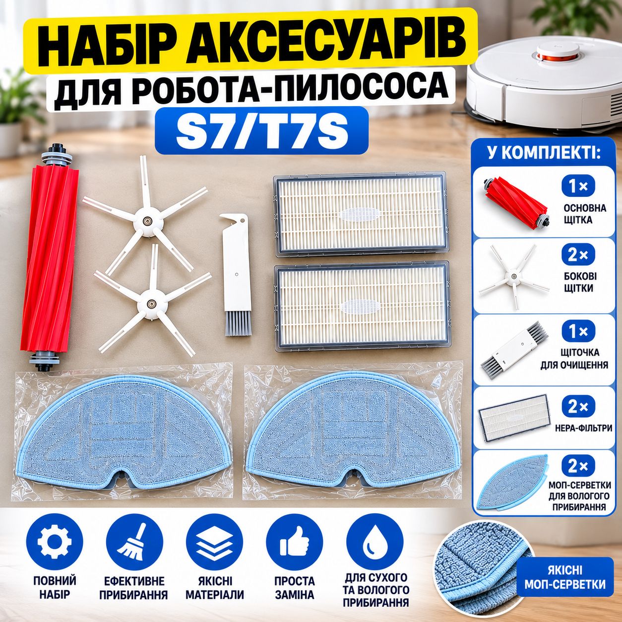 комплект змінних аксесуарів для робот-пилососа. На коробці видно модель S7/T7S. - фото фото фото 0