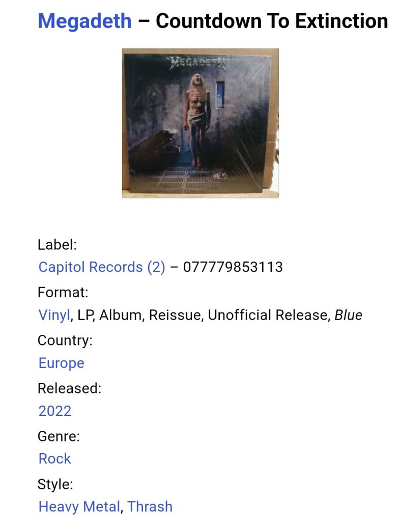 Megadeth - Countdown To Extinction - 1992.  (LP). 12. Vinyl. Пластинка. Europe. S/S. - фото фото фото 2