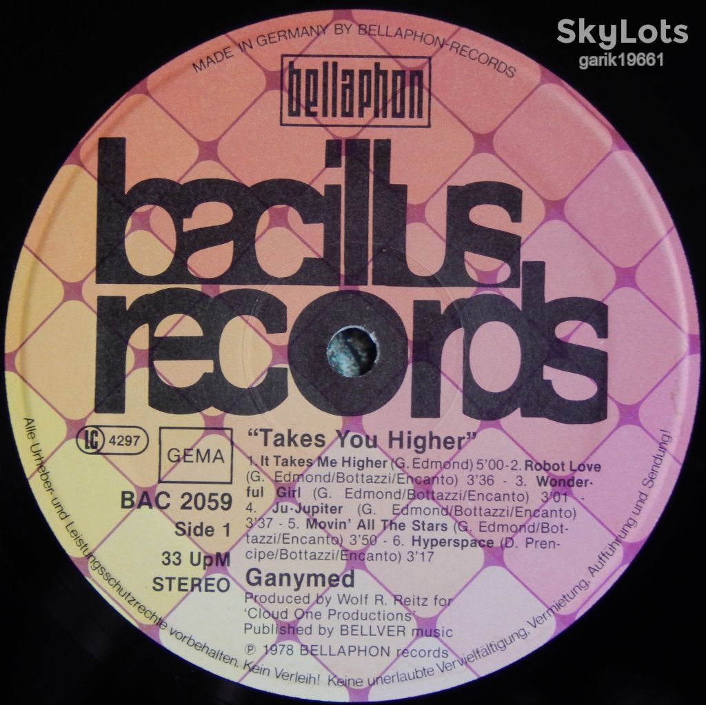 Ganymed – Takes You Higher  (Bacillus Records – BAC 2059, Germany) EX+/EX+ - фото фото фото 2