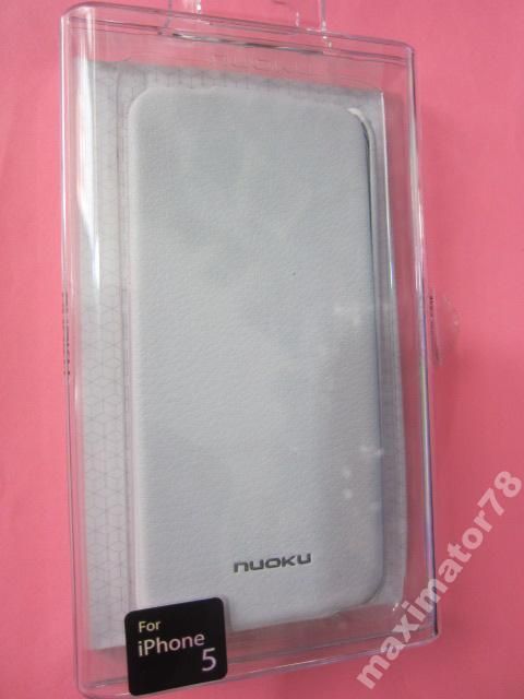 КОЖАНЫЙ ЧЕХОЛ-КНИЖКА APPLE IPHONE 5 5G NUOKU бел - фото фото фото 5