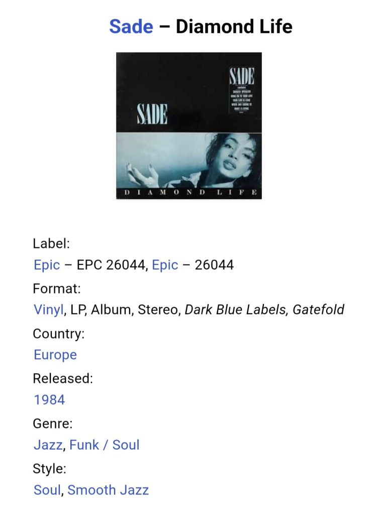 Sade - Diamond Life - 1984.  (LP). 12. Vinyl. Пластинка. Europe. - фото фото фото 5