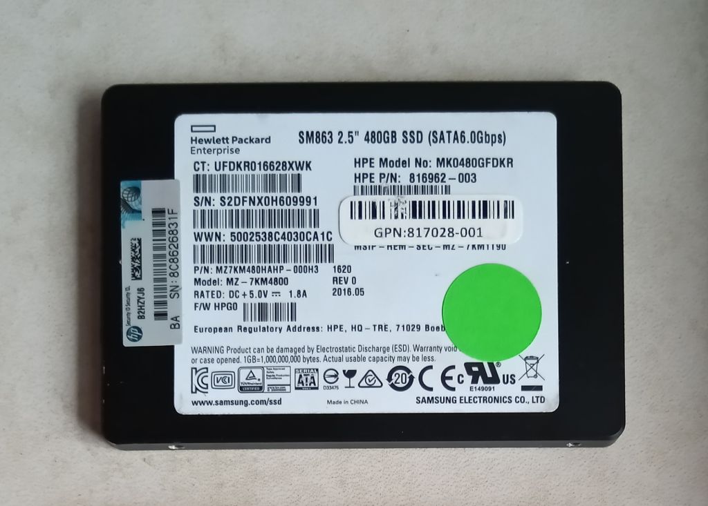 Накопичувач SSD 2.5" SATAIII SAMSUNG SM863  (MK0480GFDKR) 480,1 GB ENTERPRISE CLASS - фото фото фото 0