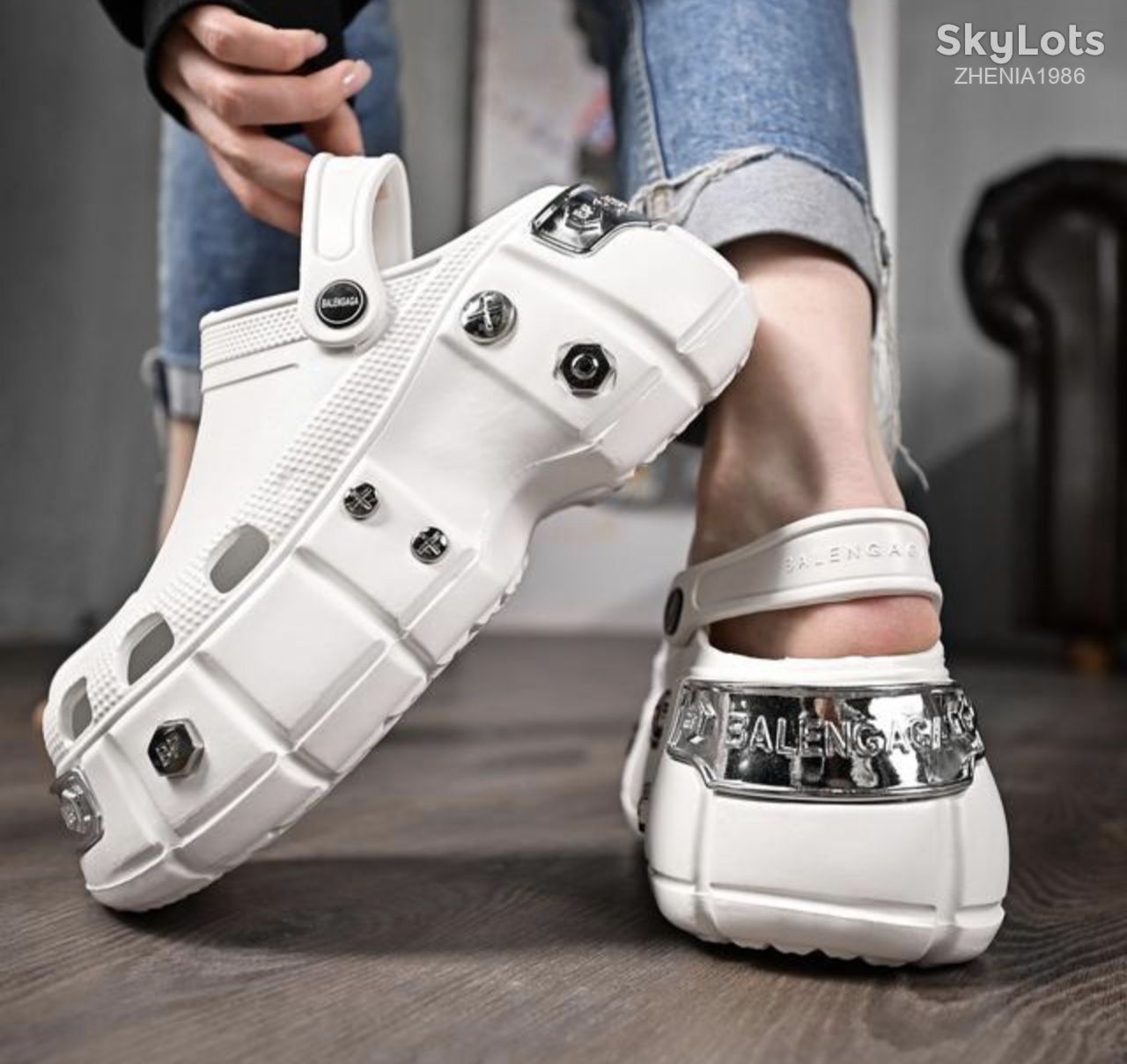 Женские Кроксы в стиле BALENGAGA X CROCS Rubber Hardcroc Metal    ( 36/37 размер ) - фото фото фото 4