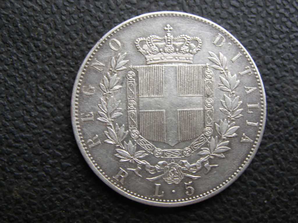 5 лир 1876 года. Италия. Виктор Эммануил 2 - фото фото фото 3
