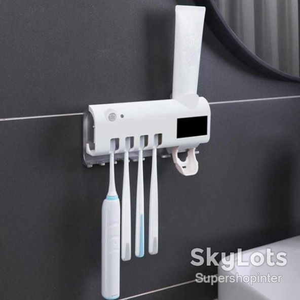 Держатель зубных щеток Brush Sterilizer, Белый / Диспенсер для зубной пасты / Уф стерилизатор - фото фото фото 3