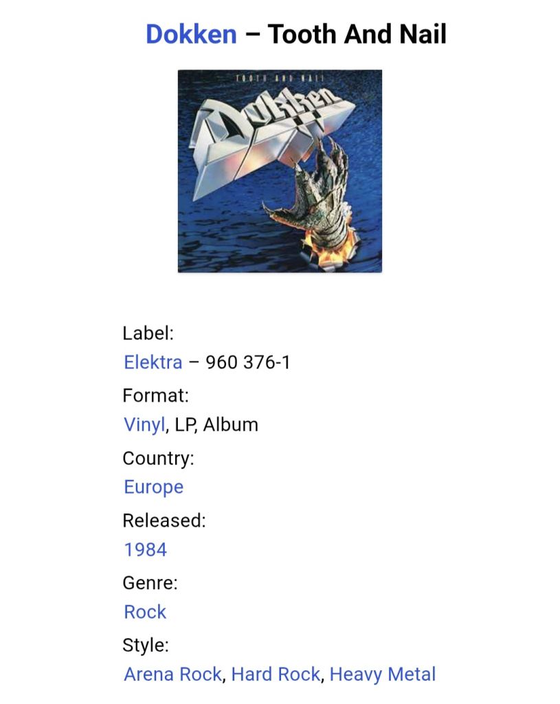 Dokken - Tooth And Nail - 1984.  (LP). 12. Vinyl. Пластинка. Germany. - фото фото фото 6