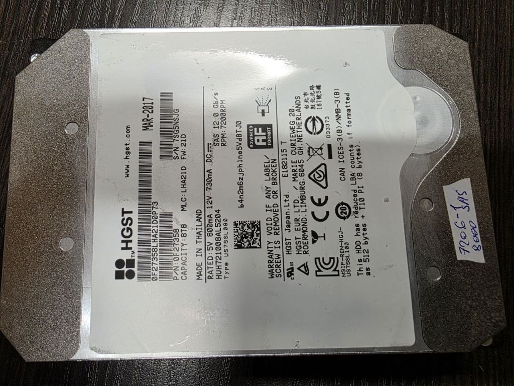 8000Gb 8Tb 3,5 SAS 12Gb HGST 0F27358 жорсткий диск   (7206-1) - фото фото фото 0