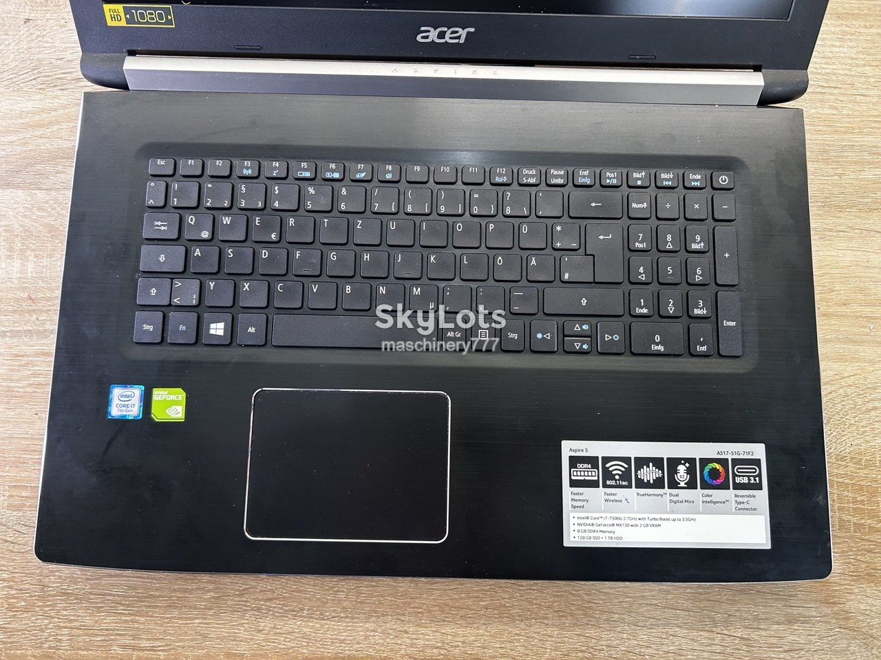 ноутбук Acer Aspire a517-51g-71f2 intel core i7-7gen-8gb ram ddr4-nvidia mx130-2gb-№а979 - фото фото фото 1