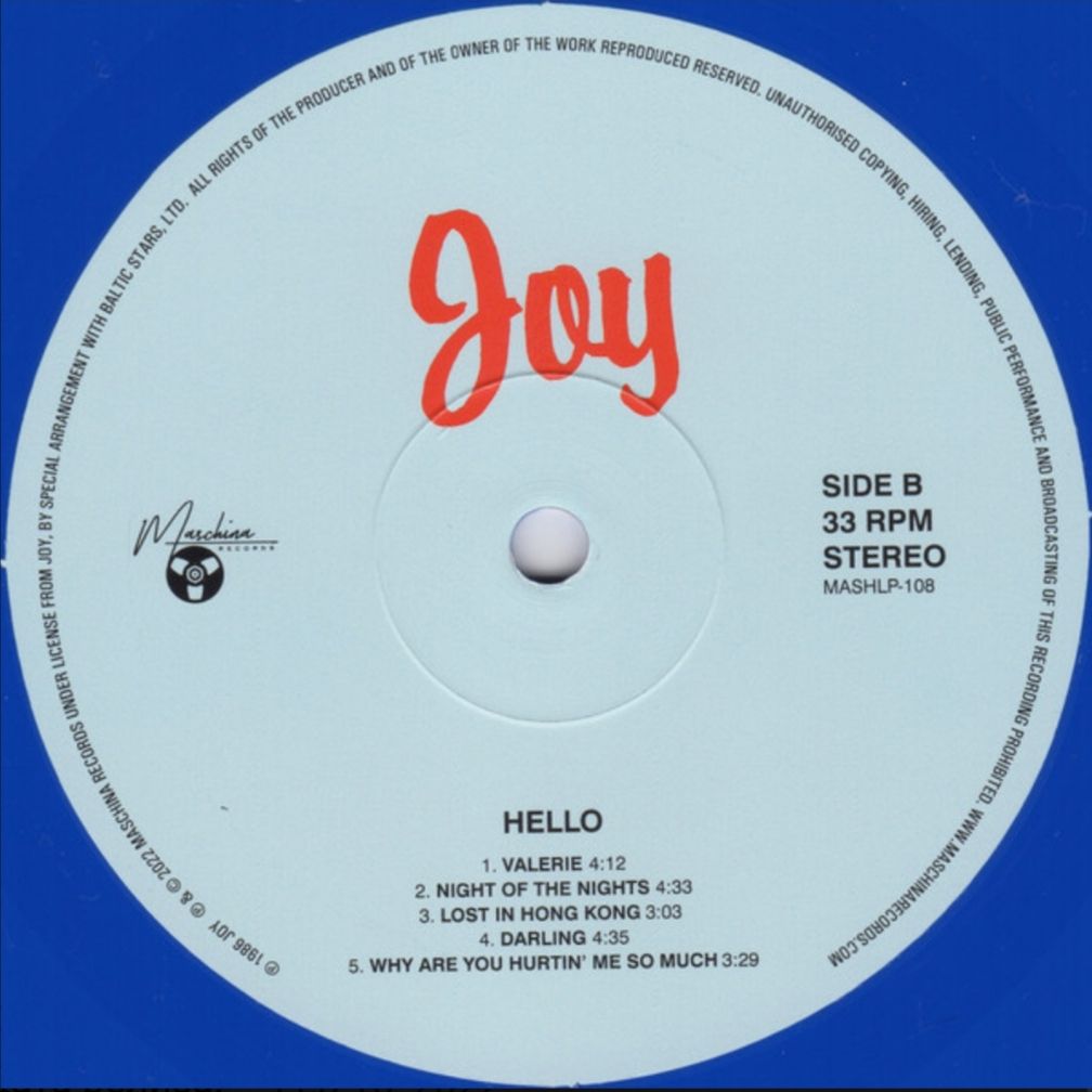 Joy - Hello - 1986.   (LP). 12. Colour Vinyl. Пластинка. Europe. S/S. - фото фото фото 6