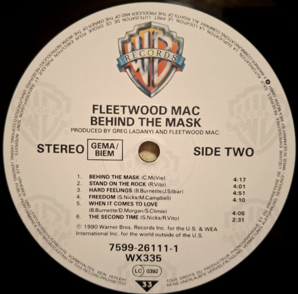 Fleetwood Mac - Behind The Mask - 1990.  (LP). 12. Vinyl. Пластинка. Germany. - фото фото фото 4