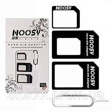 Адаптер Nano SIM-карты 4 в 1 со скрепкой SIM-карты Noosy - фото фото фото 0