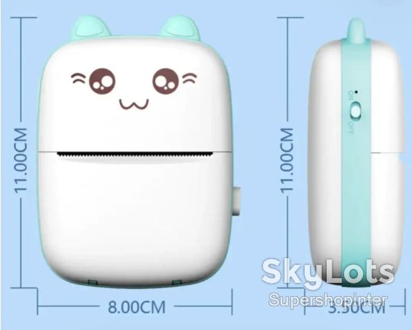 Портативный детский мини принтер Синий  (Mini Printer), термопринтер , карманный детский принтер - фото фото фото 2