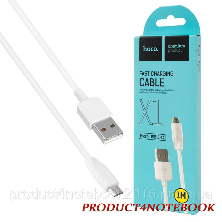 Кабель HOCO X1 Rapid для MicroUSB, белый, 1м, 2,4А - фото фото фото 0
