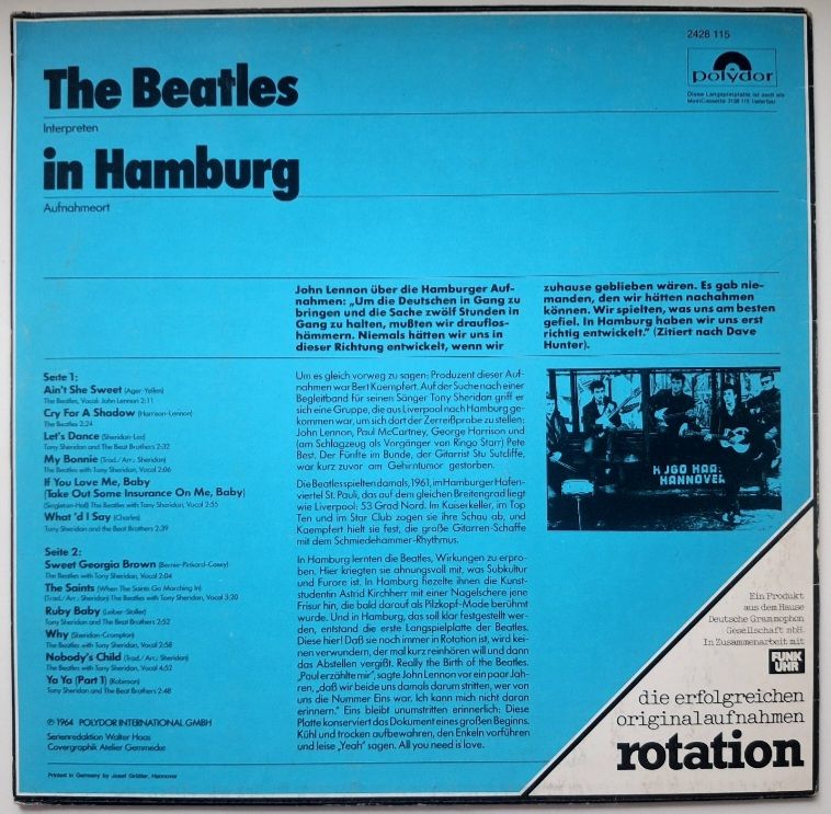 The Beatles - In Hamburg - 1961.  (LP). 12. Vinyl. Пластинка. Germany. - фото фото фото 1