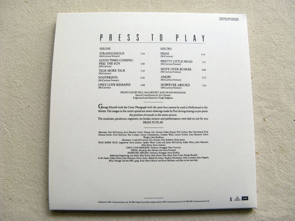 CDLP Beatles Family. Paul McCartney. Press To Play. 1986. - фото фото фото 7