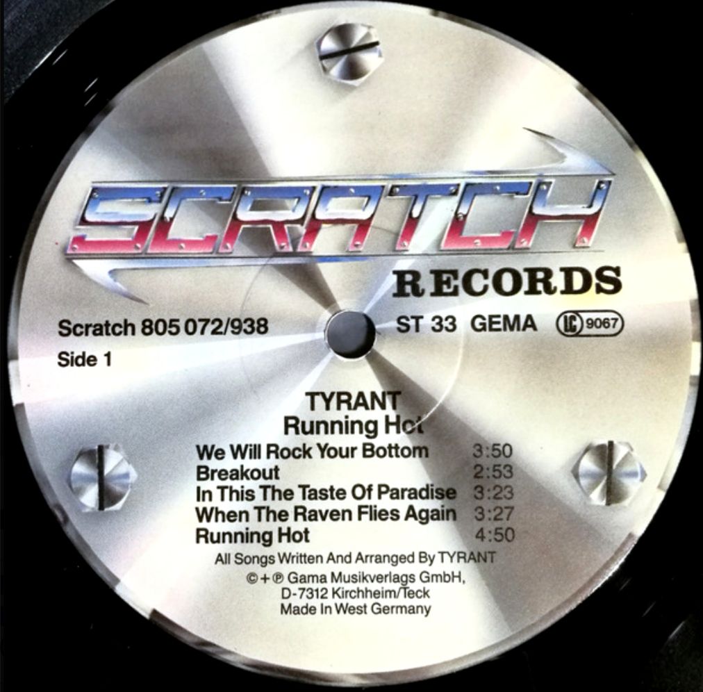 Tyrant - Running Hot - 1986.  (LP). 12. Vinyl. Пластинка. Germany. 1st Press - фото фото фото 2