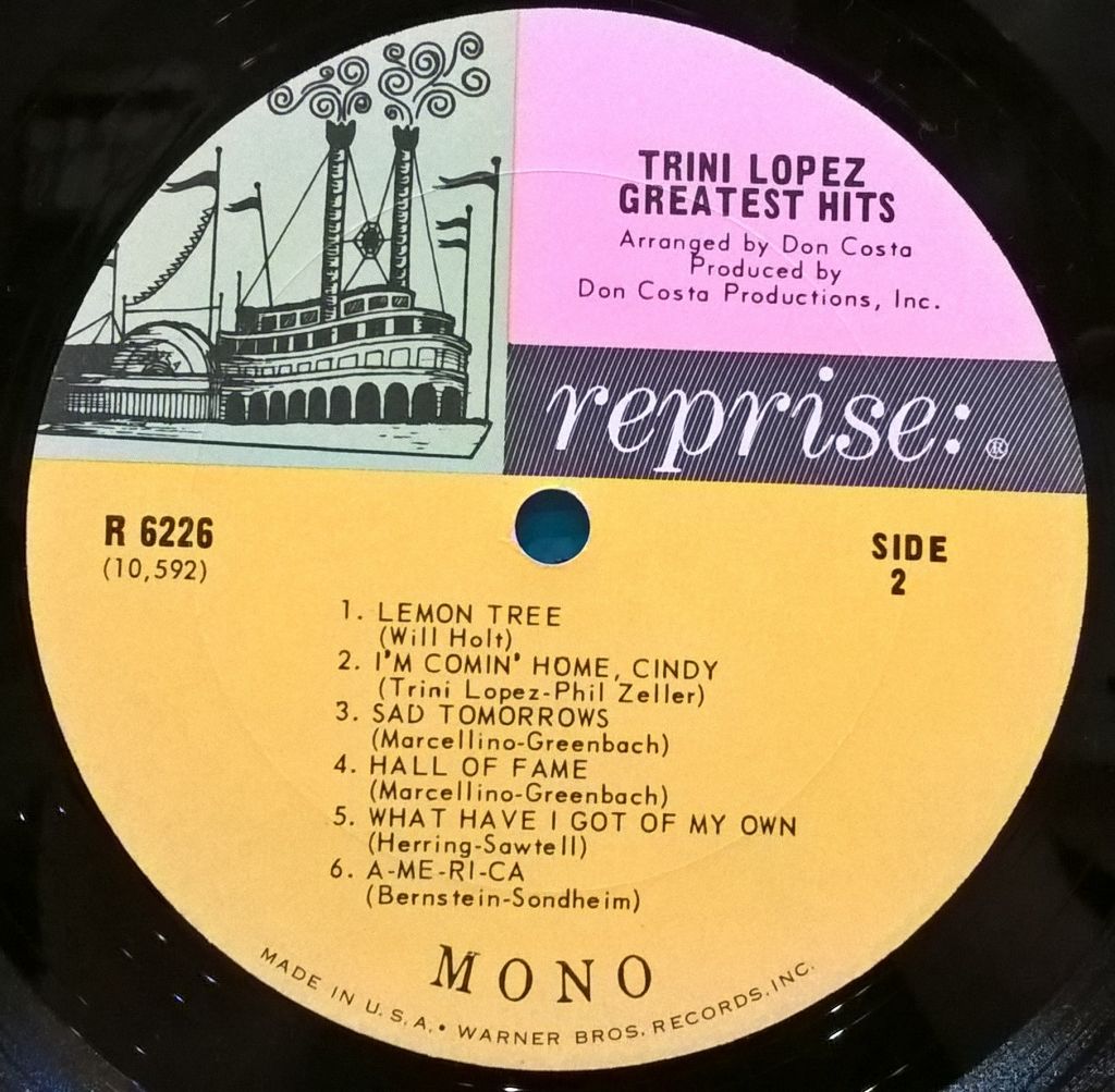 Trini Lopez - Greatest Hits! - 1963-66.  (LP). 12. Vinyl. Пластинка. U.S.A. - фото фото фото 6