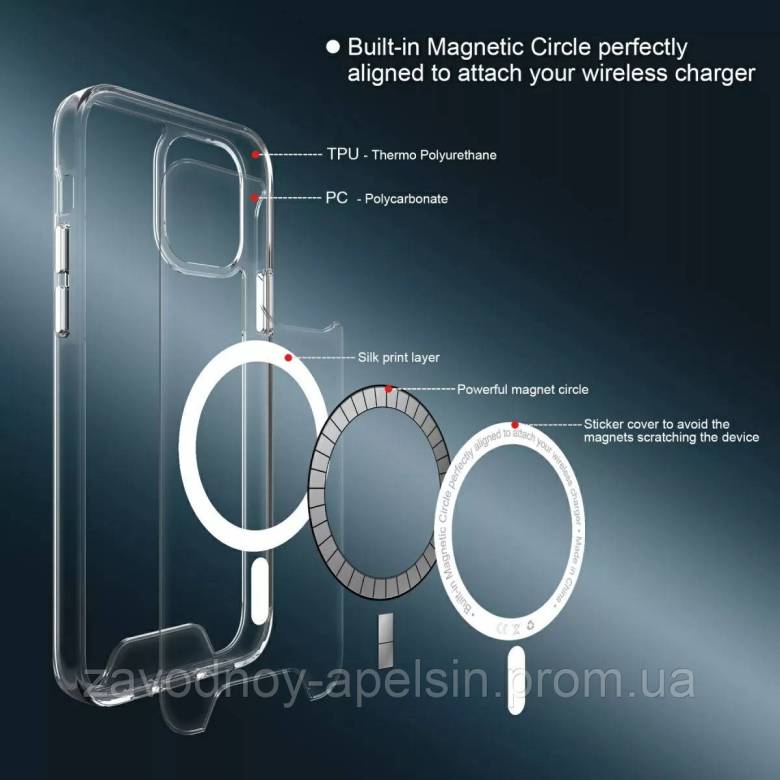 Iphone 13 Pro Max Прозорий чохол Space MagSafe (TPU+PC) - фото фото фото 1