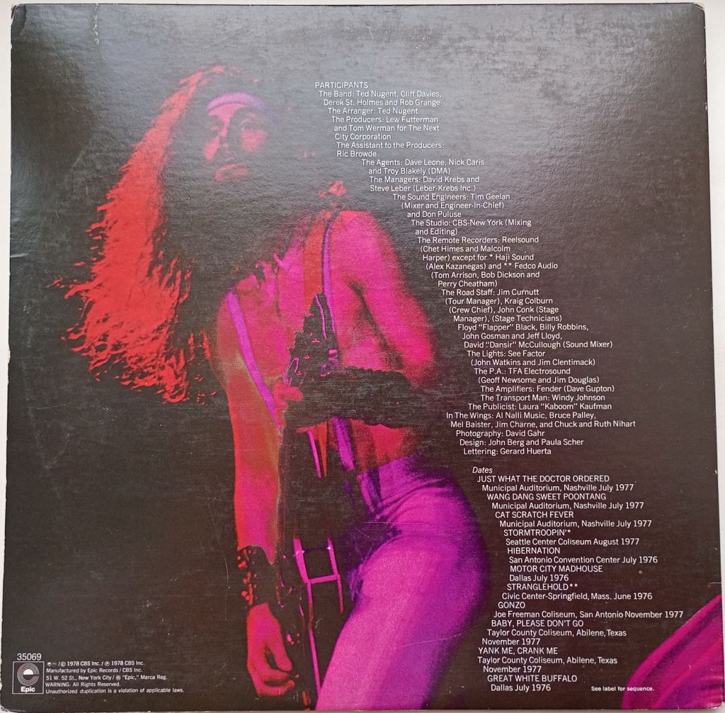 TED NUGENT Double Live Gonzo! 2LP  Disc:1-VG+/2-EX;  Cover:EX- - фото фото фото 2